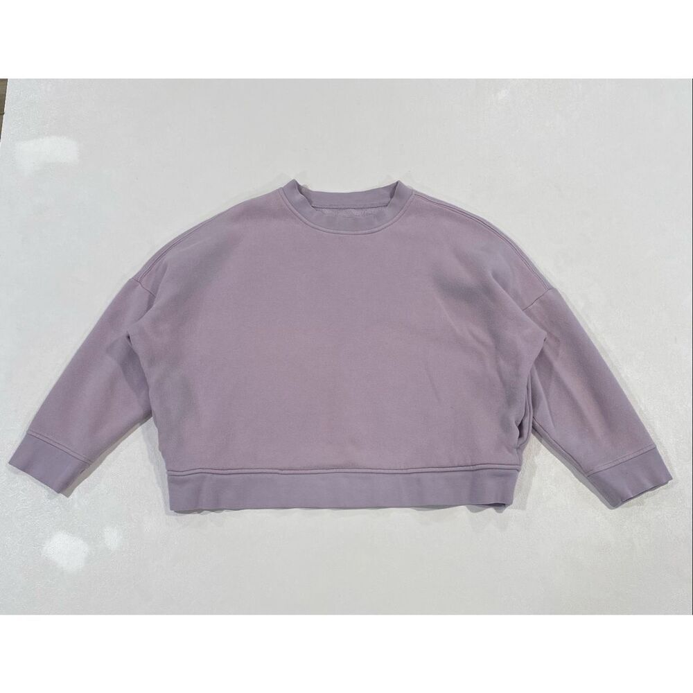 Madewell MWL Lavender Cropped Sweatshirt Small Organic Cotton Boxy Pullover